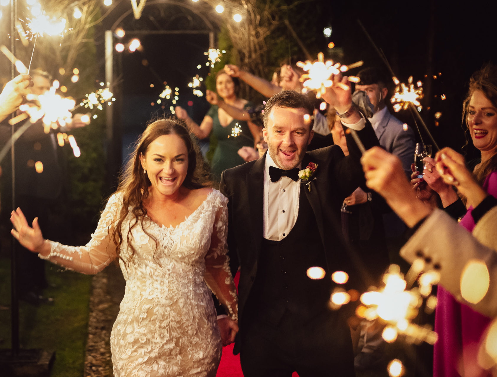 Bride and Groom with sparklers
